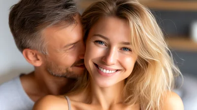 Affectionate Couple Embracing In A Cozy Home Setting