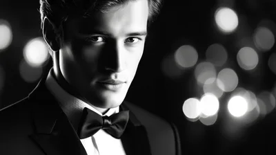 Handsome Man In Tuxedo With Bow Tie