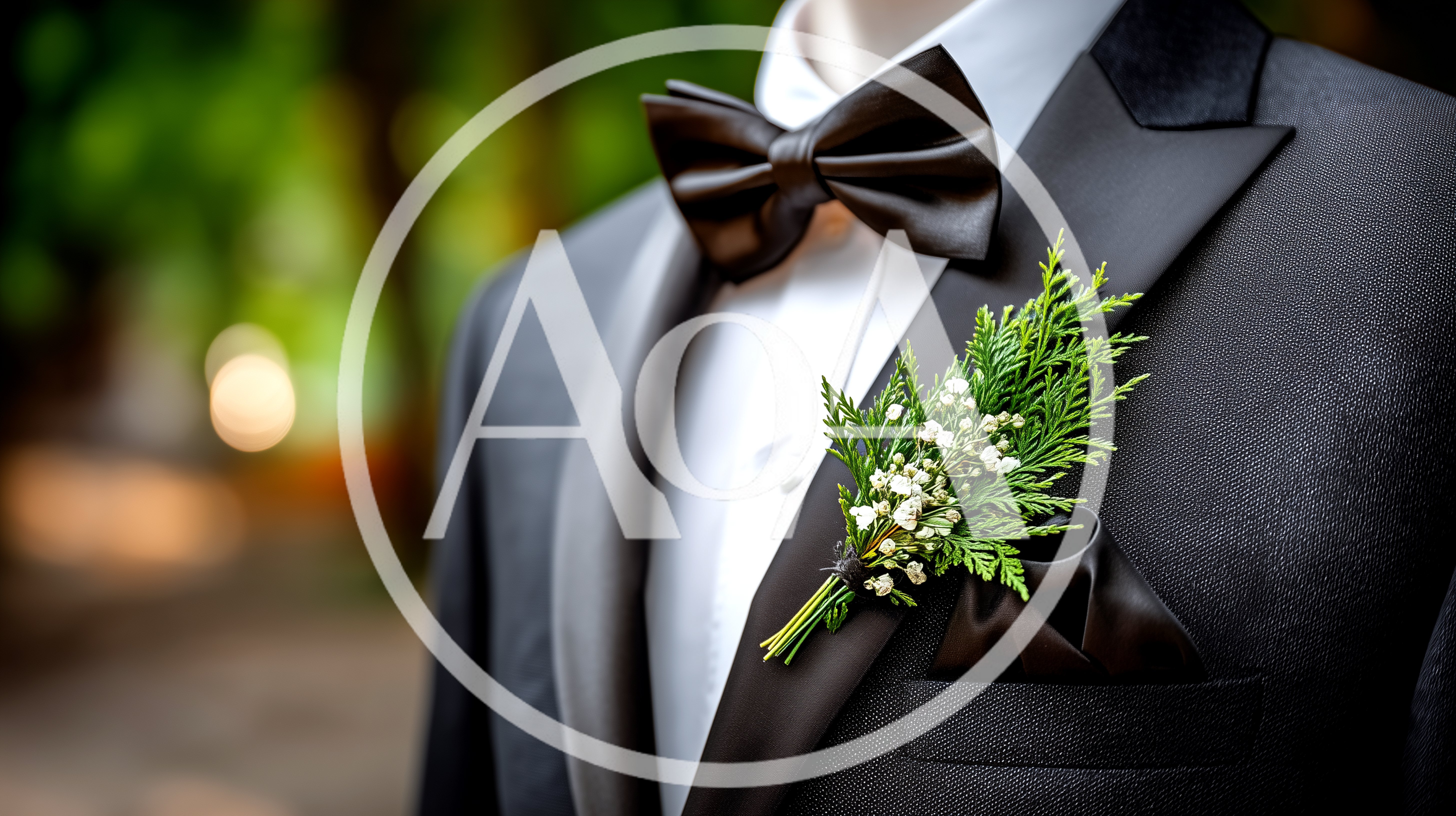 Groom Wearing Black Tuxedo With Floral Boutonniere