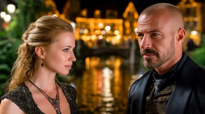 Elegant Couple Gazing At Each Other In Evening Setting
