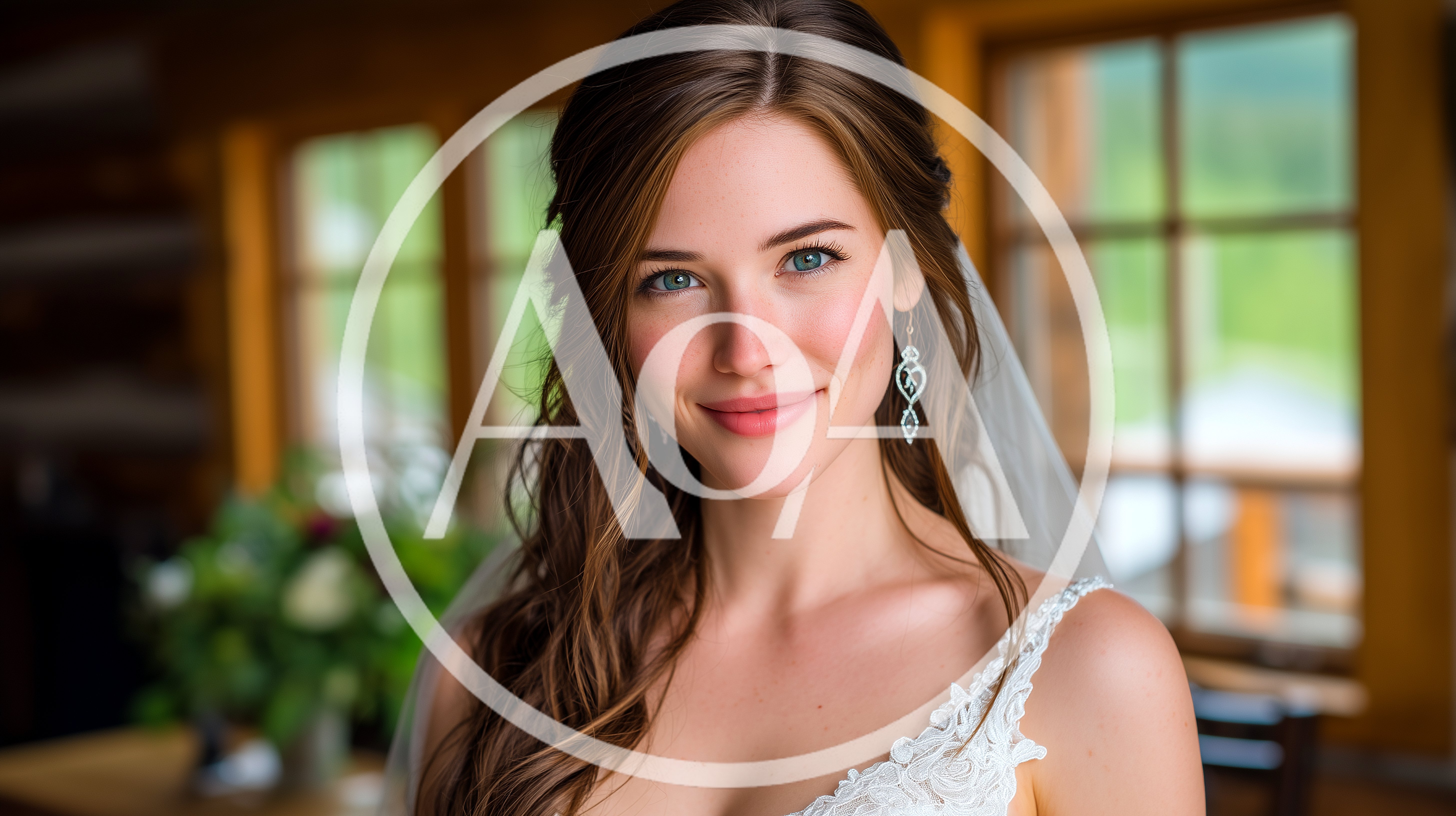 Beautiful Bride Smiling In A Rustic Wedding Venue