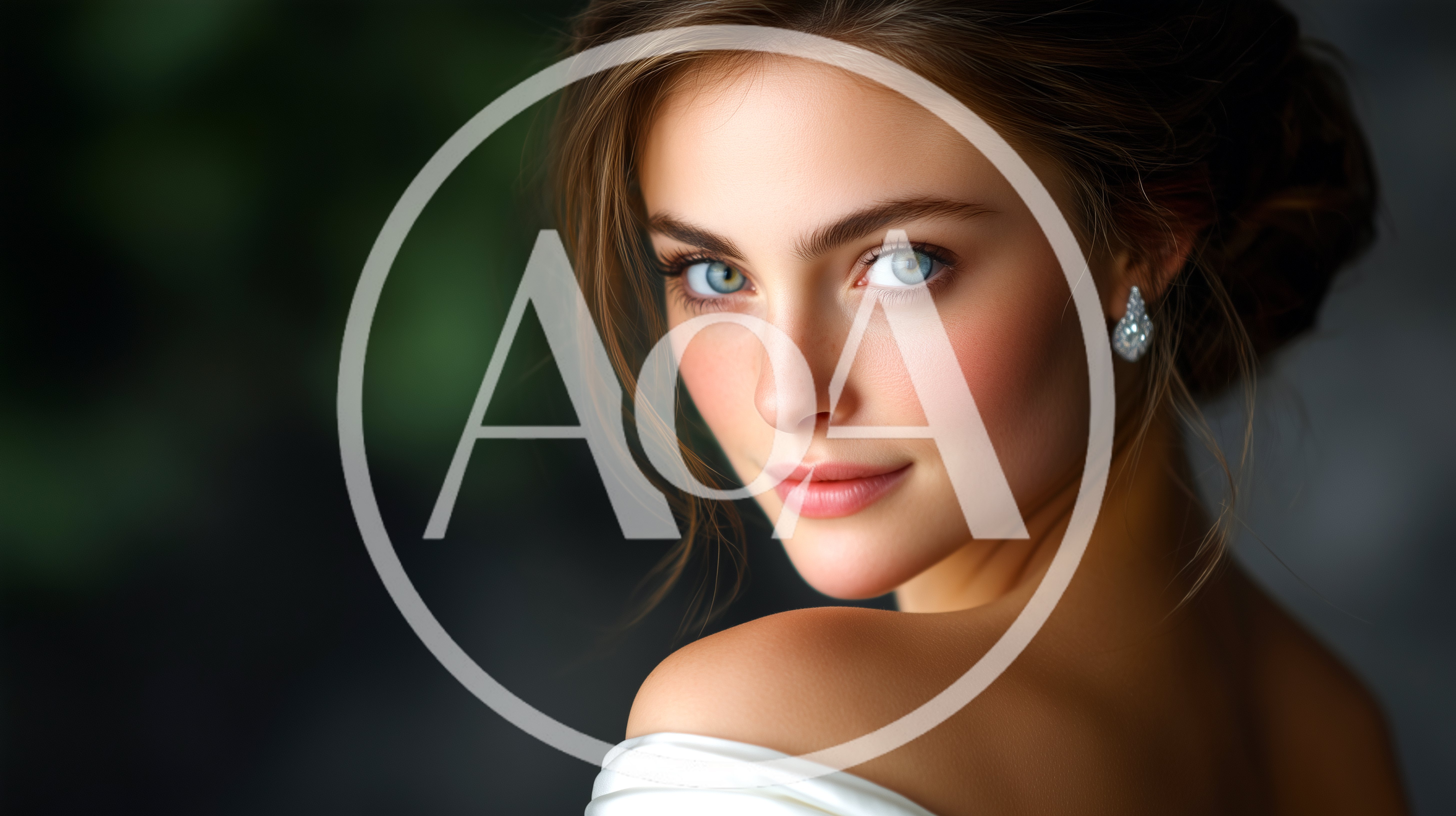 Elegant Young Woman With Blue Eyes Looking Over Shoulder