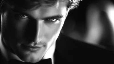 Close Up Portrait Of A Handsome Man In Tuxedo