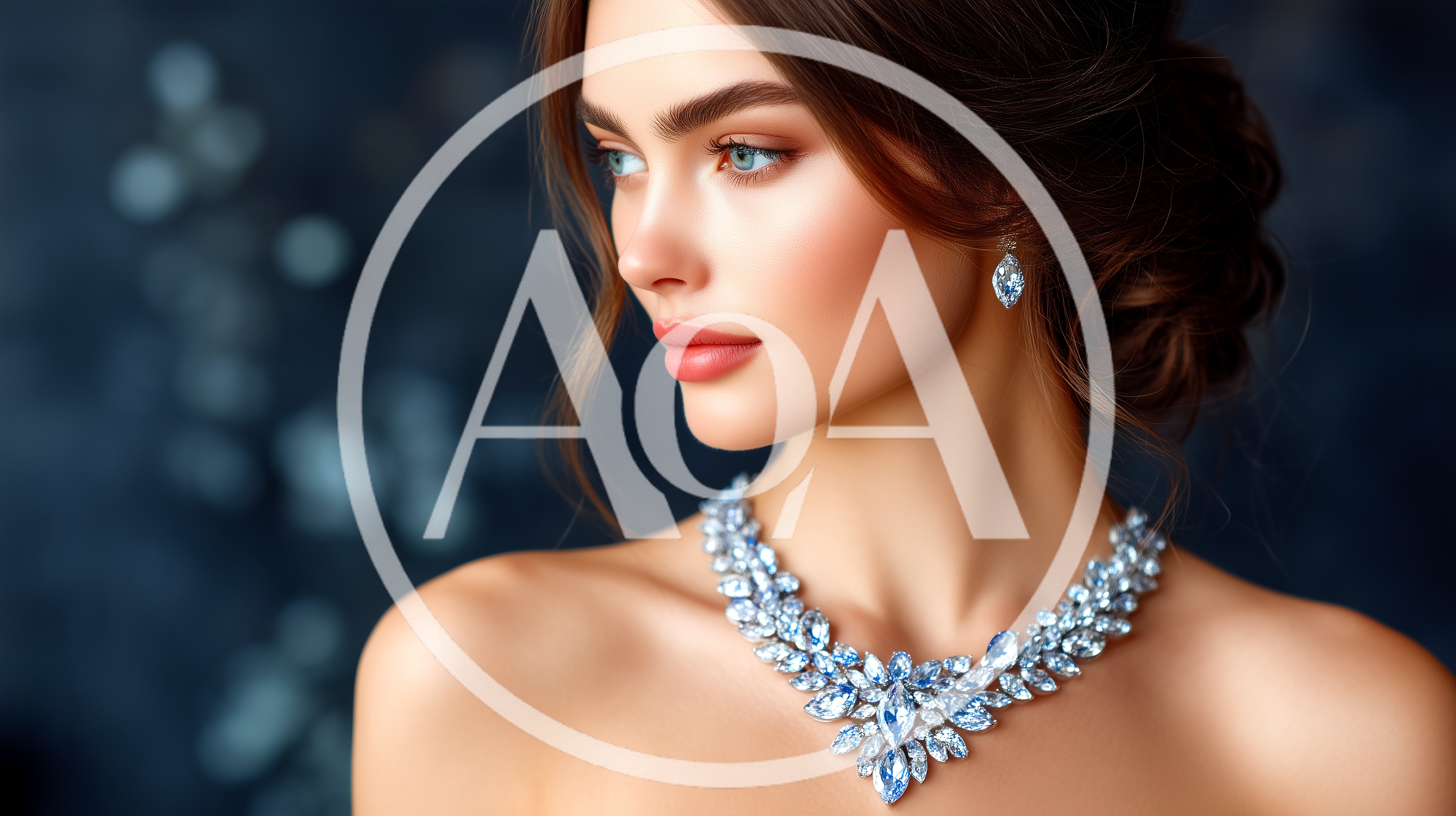 Elegant Woman Wearing A Sparkling Diamond Necklace