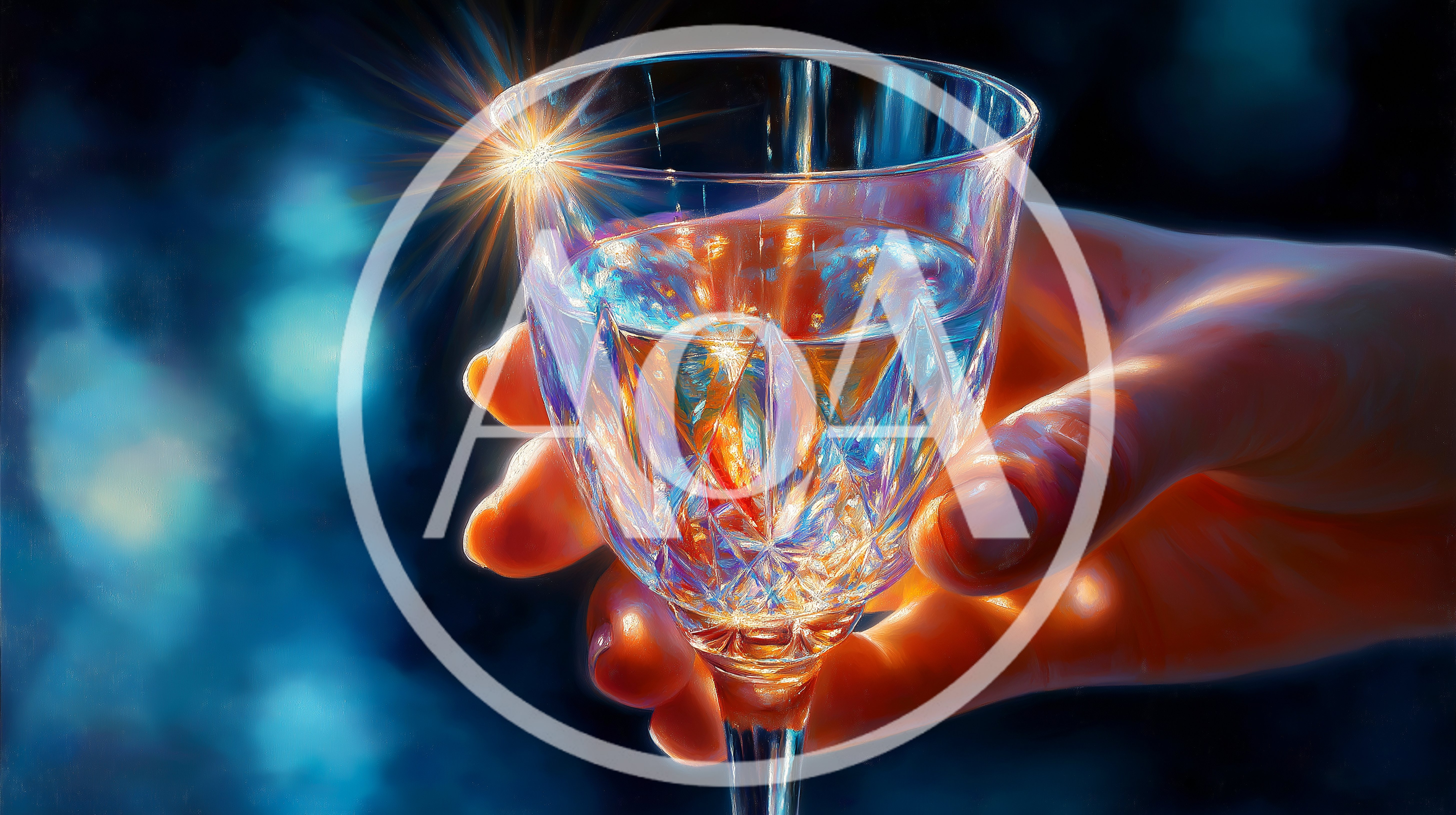 Hand Holding A Sparkling Crystal Wine Glass