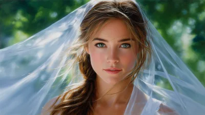 Portrait Of A Beautiful Bride With A Veil