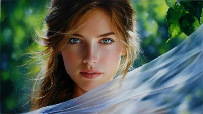 Portrait Of A Beautiful Woman With Flowing Fabric