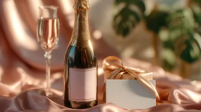 Champagne Bottle With Glass And Gift Box