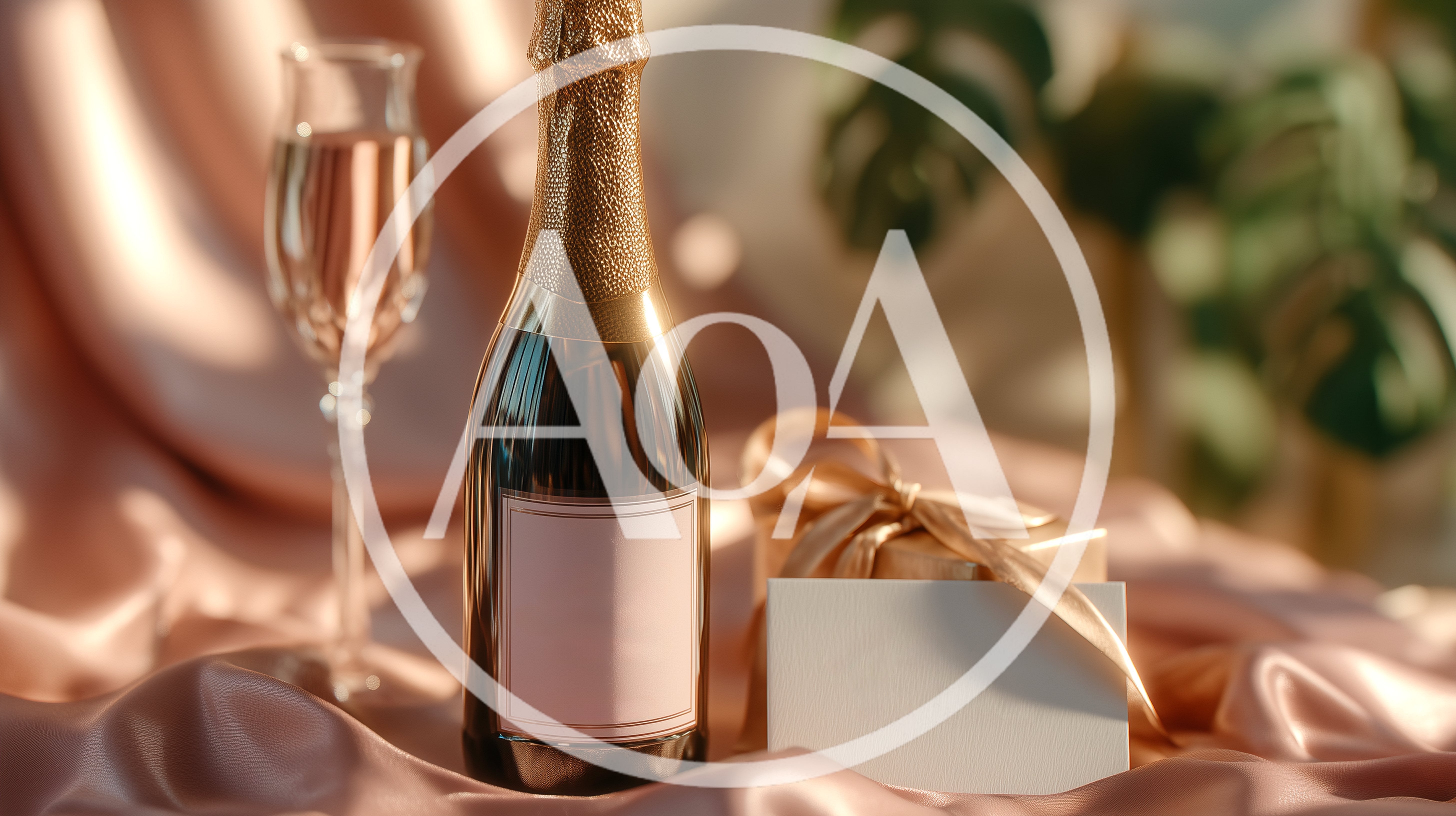Champagne Bottle With Glass And Gift Box