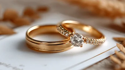 Gold Wedding Rings With Diamond Engagement Ring