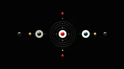 Abstract Geometric Composition With Spheres And Concentric Rings