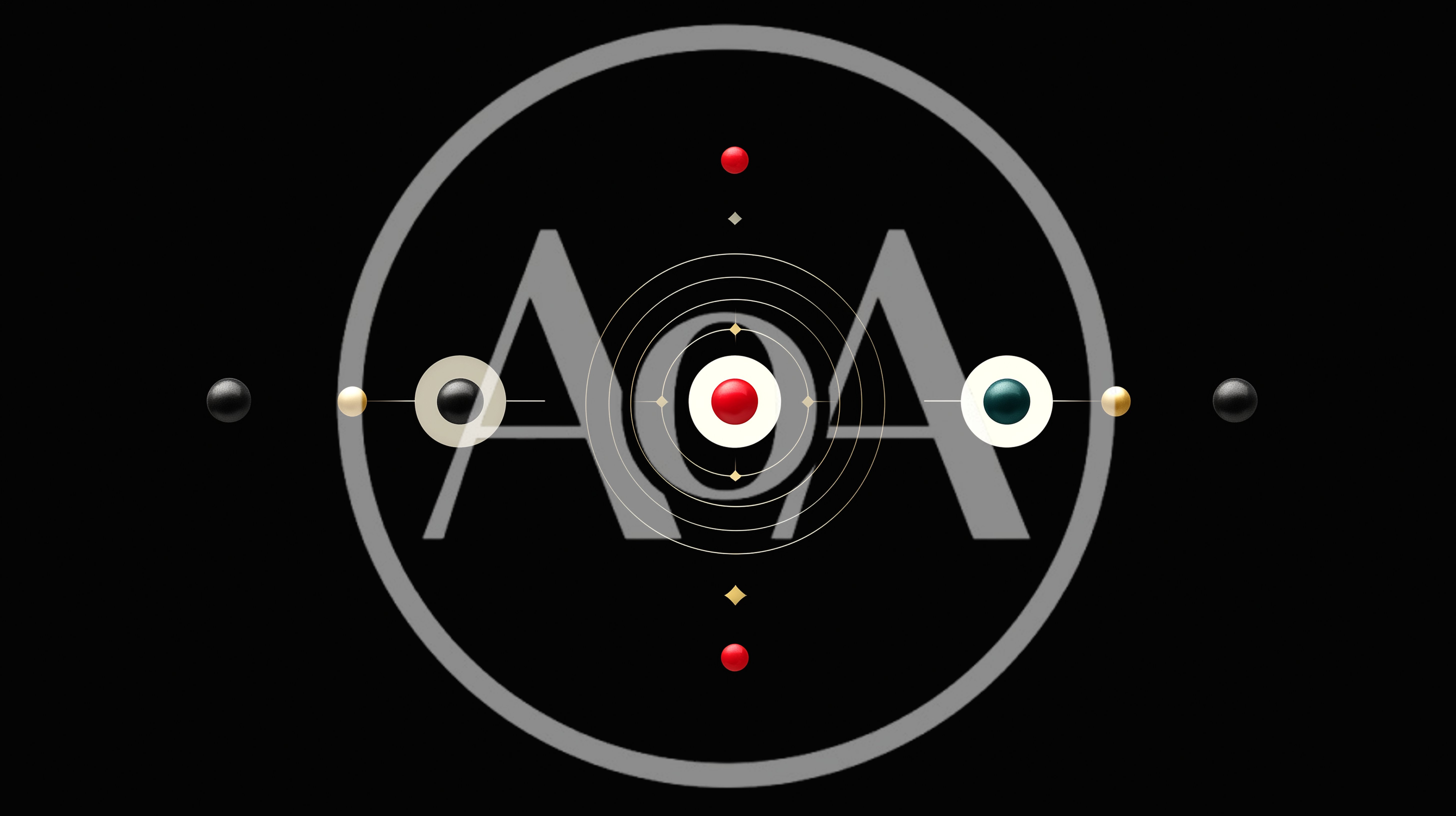 Abstract Geometric Composition With Spheres And Concentric Rings