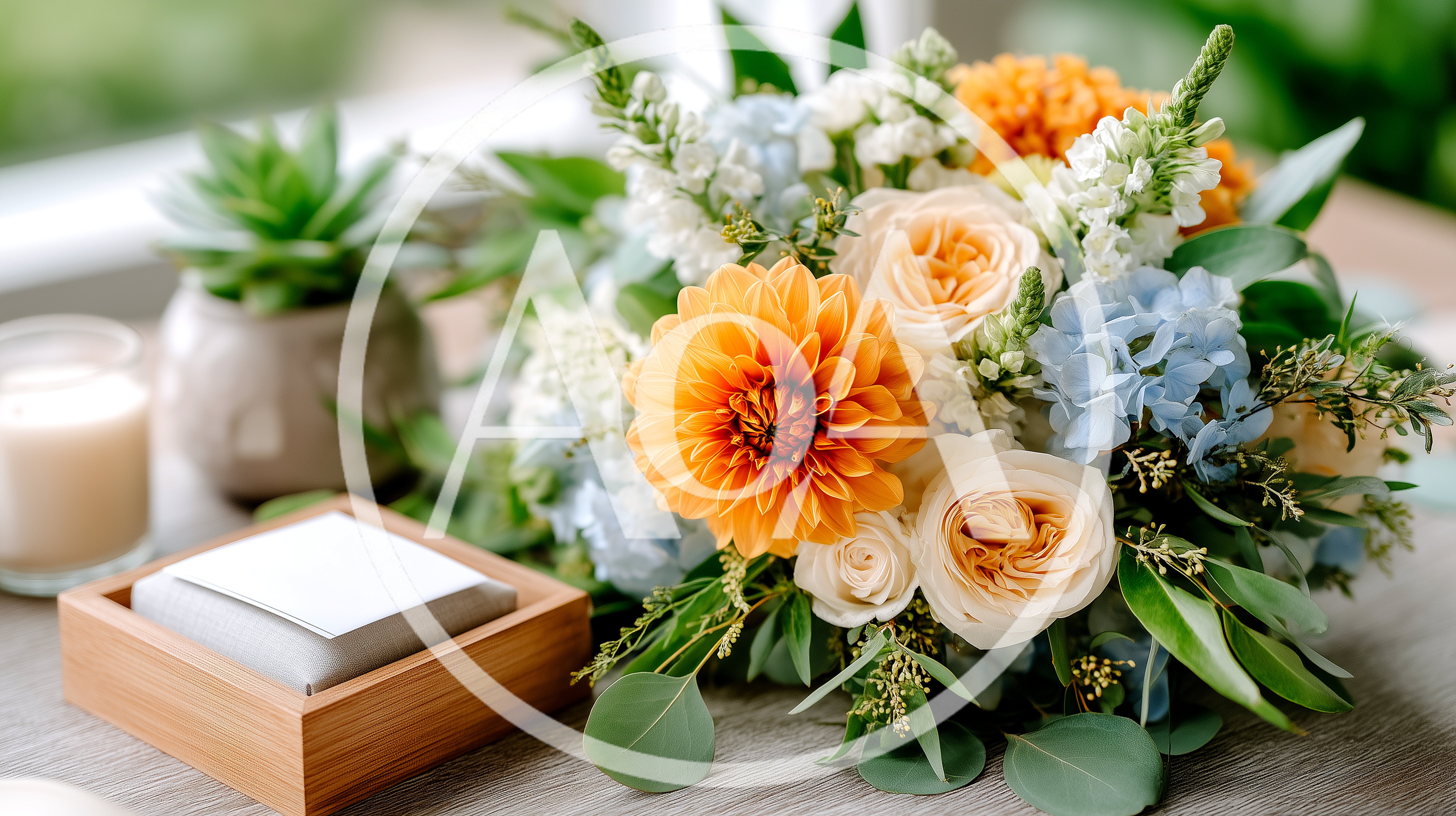 Elegant Floral Centerpiece With Succulent And Wooden Box