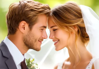 Happy Newlywed Couple Sharing A Romantic Moment
