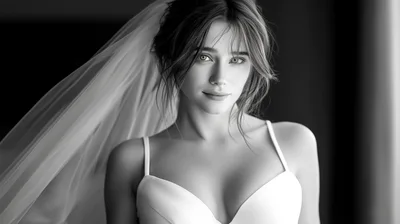 Portrait Of A Beautiful Bride In A Wedding Veil
