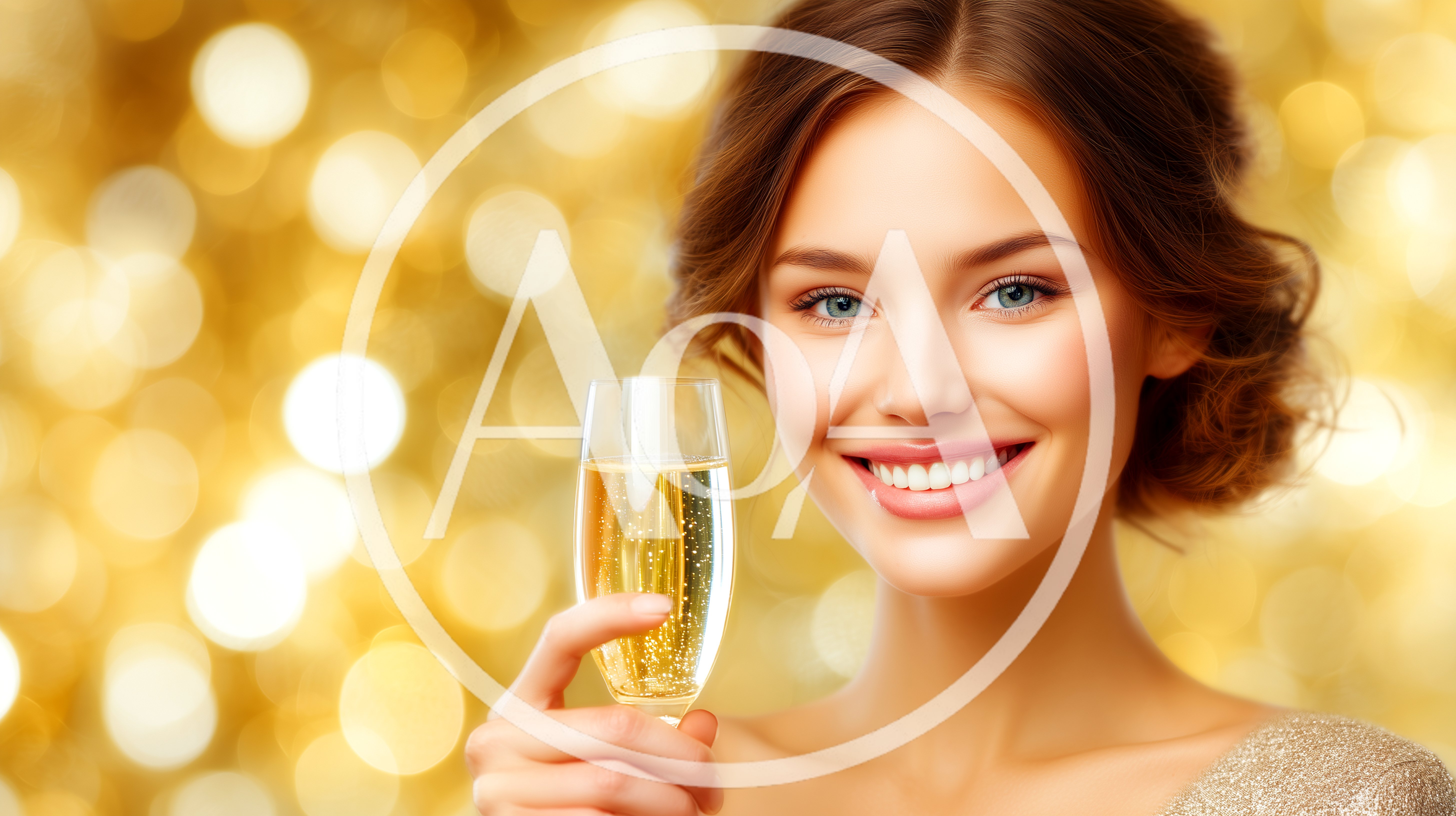 Smiling Woman Holding A Glass Of Champagne