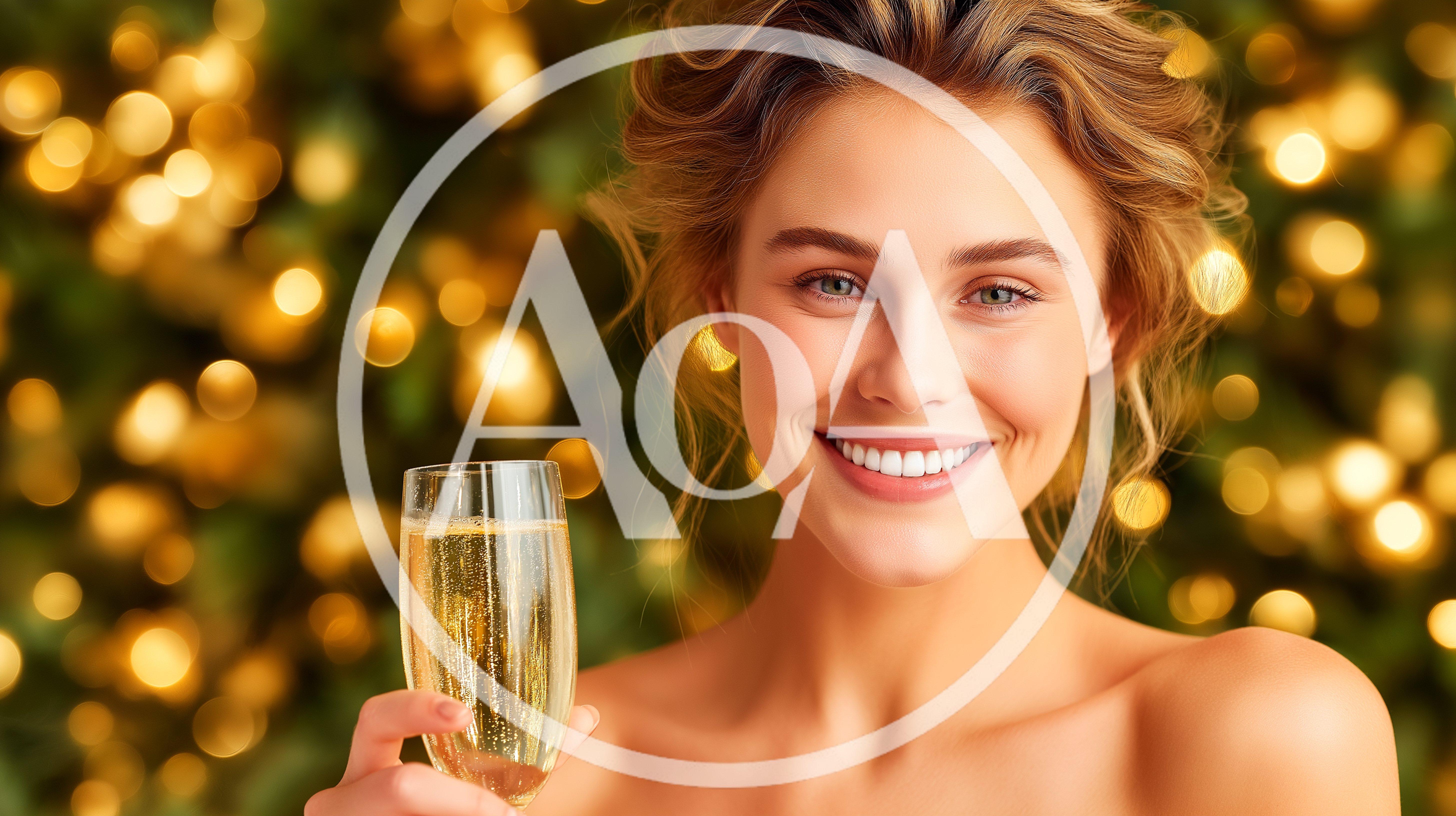 Smiling Woman Holding A Glass Of Champagne