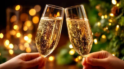 Two Hands Toasting With Champagne Flutes