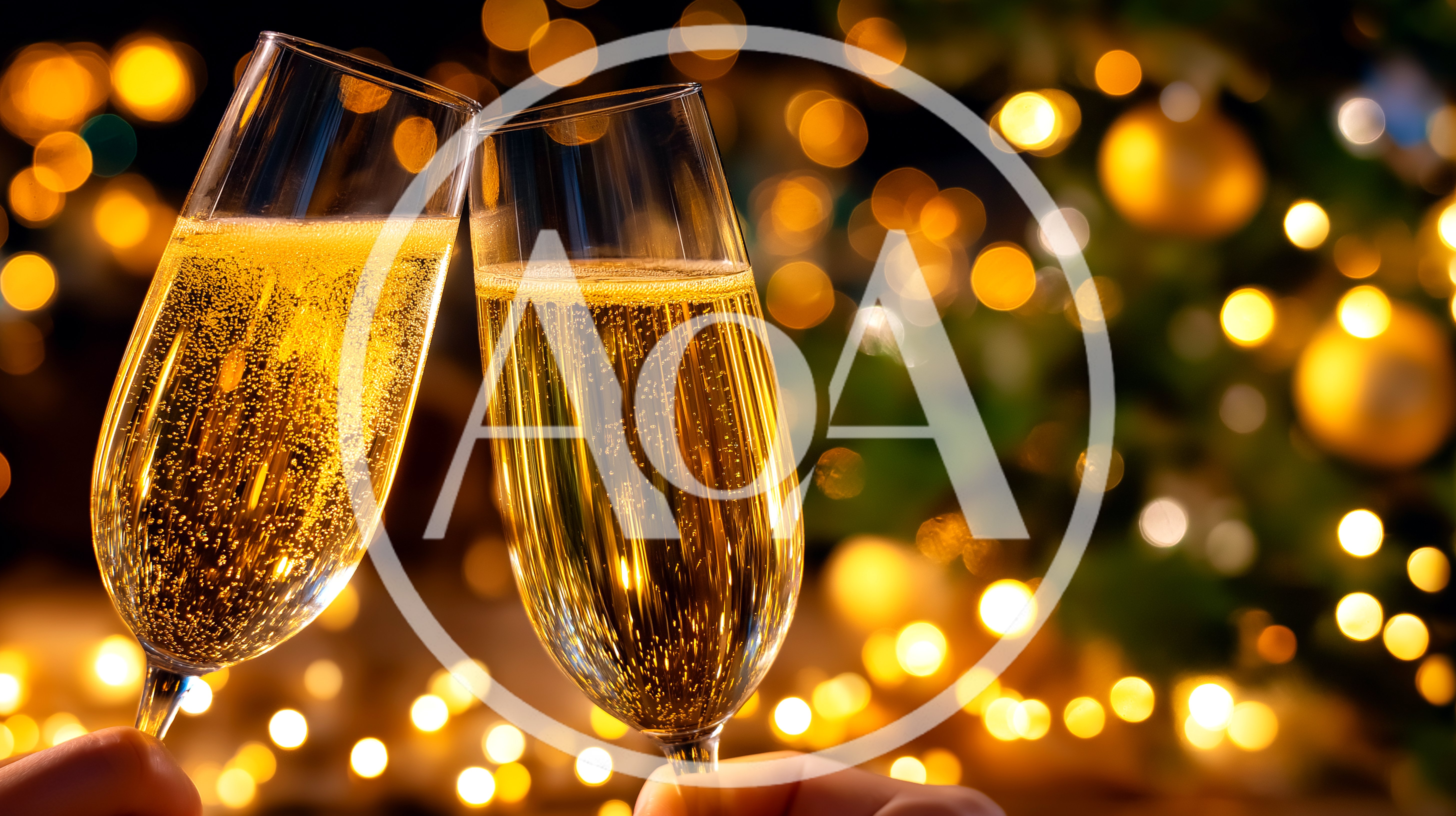 Two Champagne Flutes Toasting During Holiday Celebration