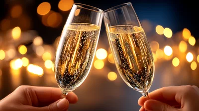 Two Hands Toasting With Champagne Flutes