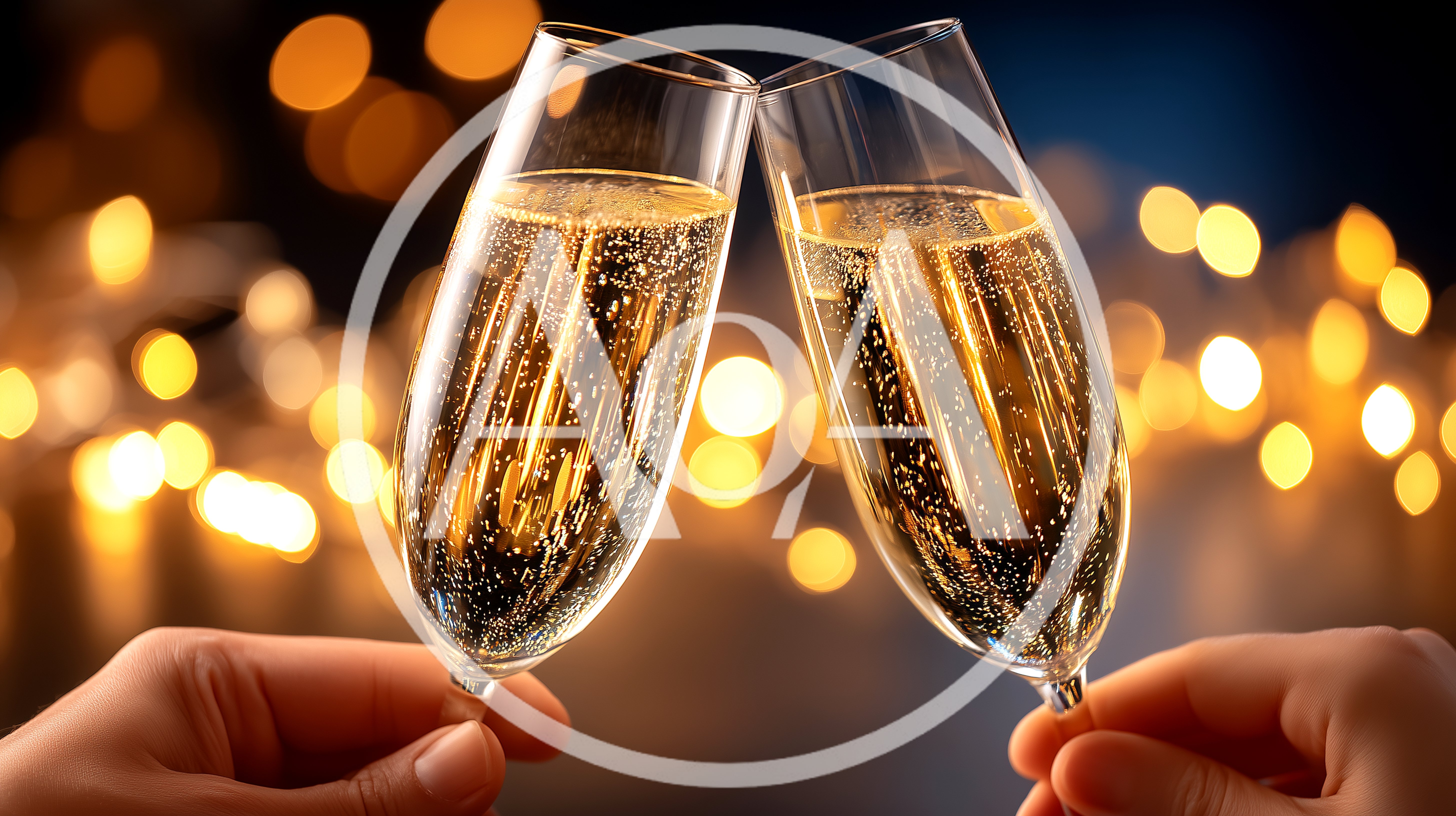 Two Hands Toasting With Champagne Flutes