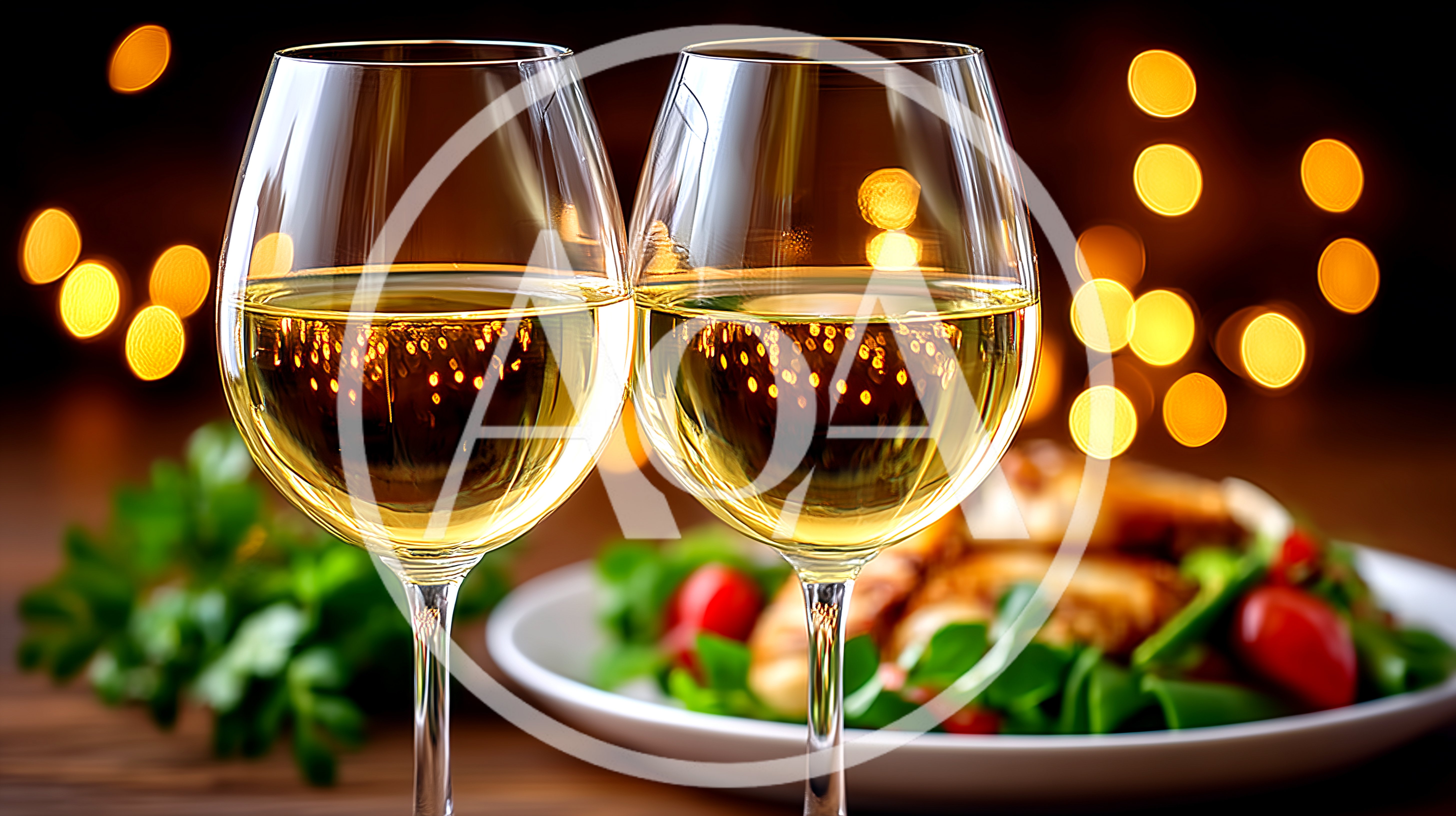 Two Glasses Of White Wine With Dinner