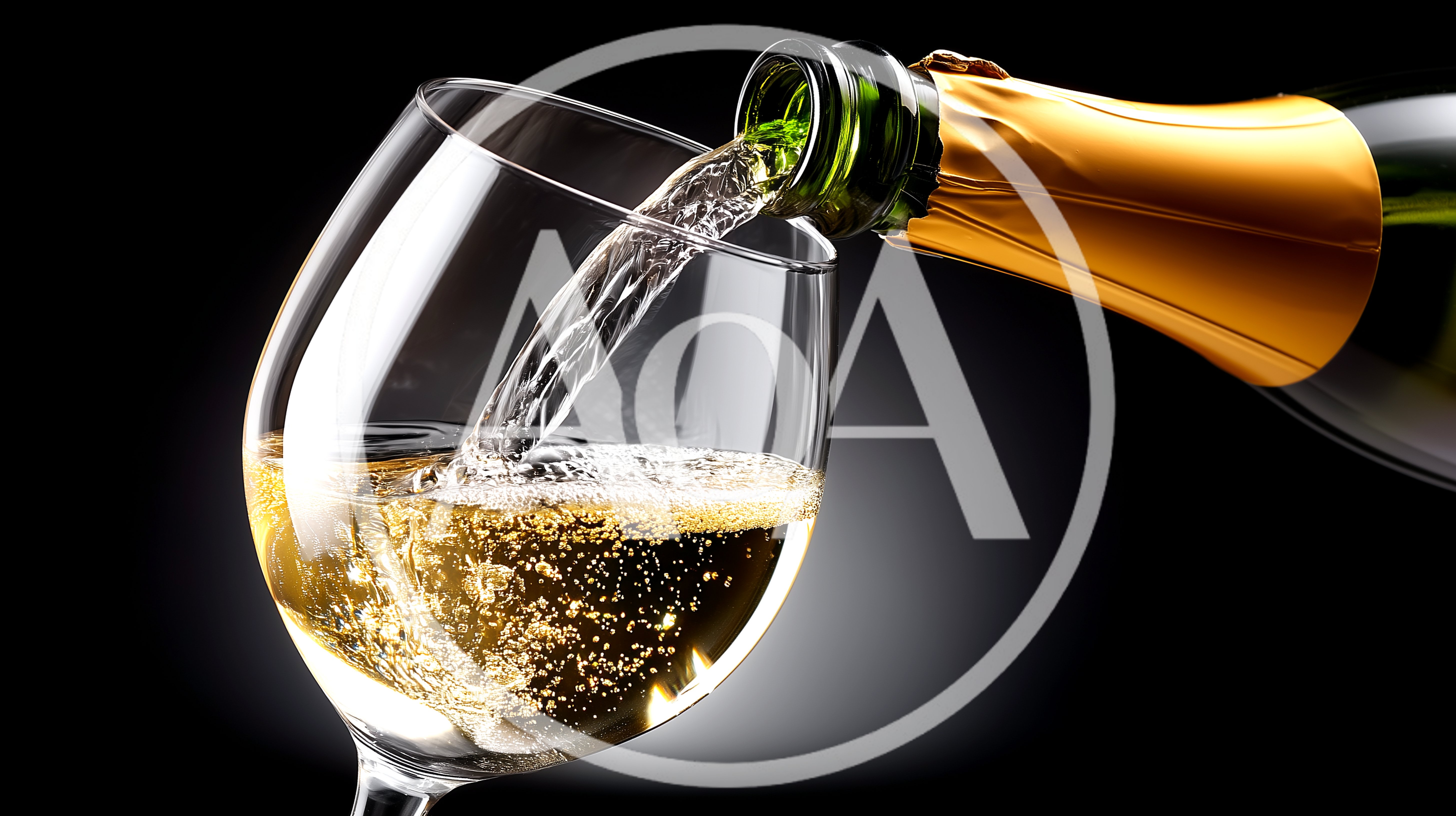 Champagne Being Poured Into A Crystal Wine Glass