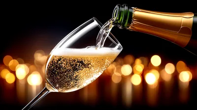 Champagne Being Poured Into A Glass