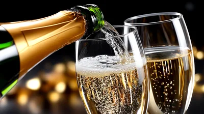 Champagne Being Poured Into A Glass