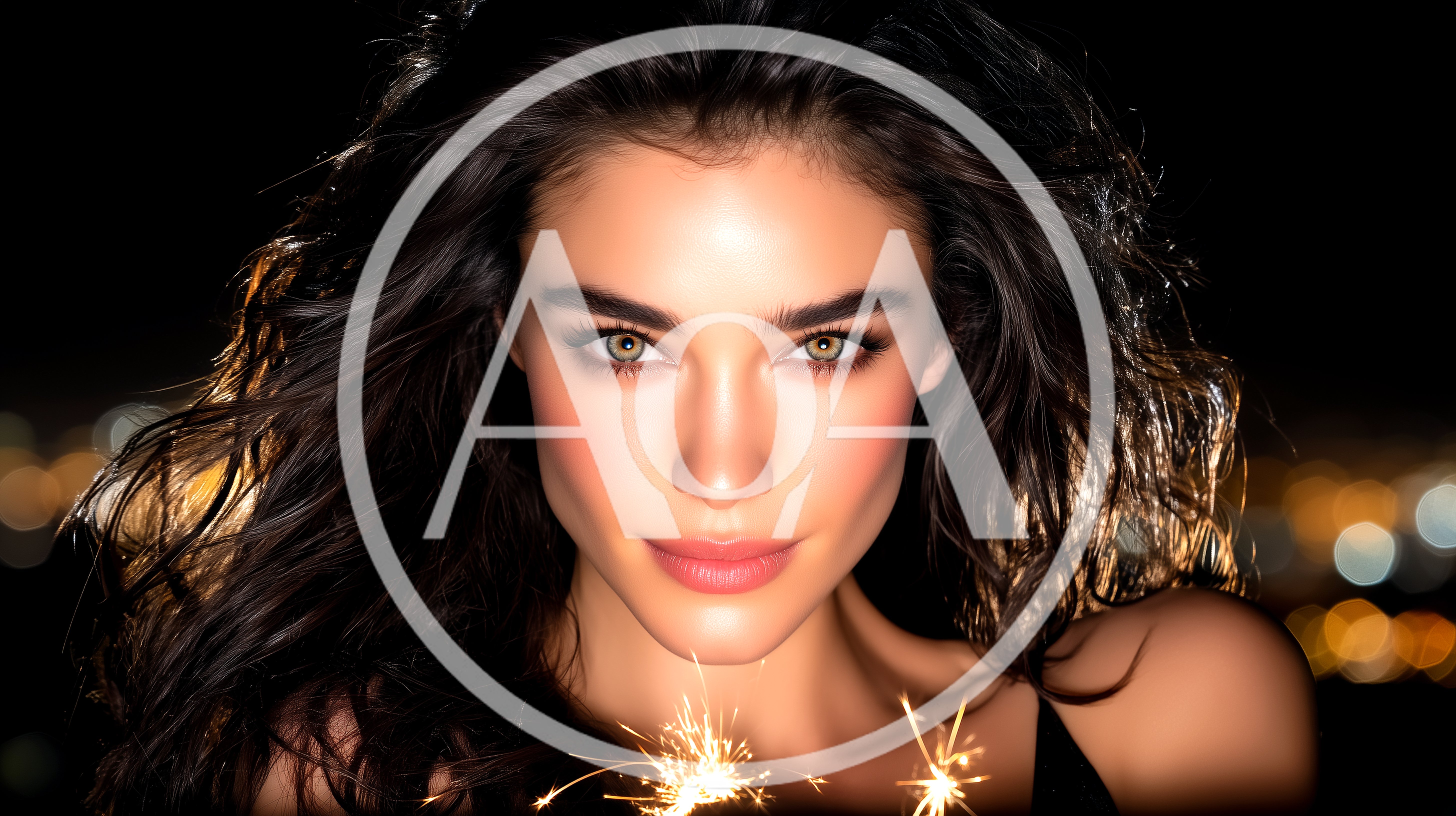 Portrait Of A Beautiful Woman With Sparklers