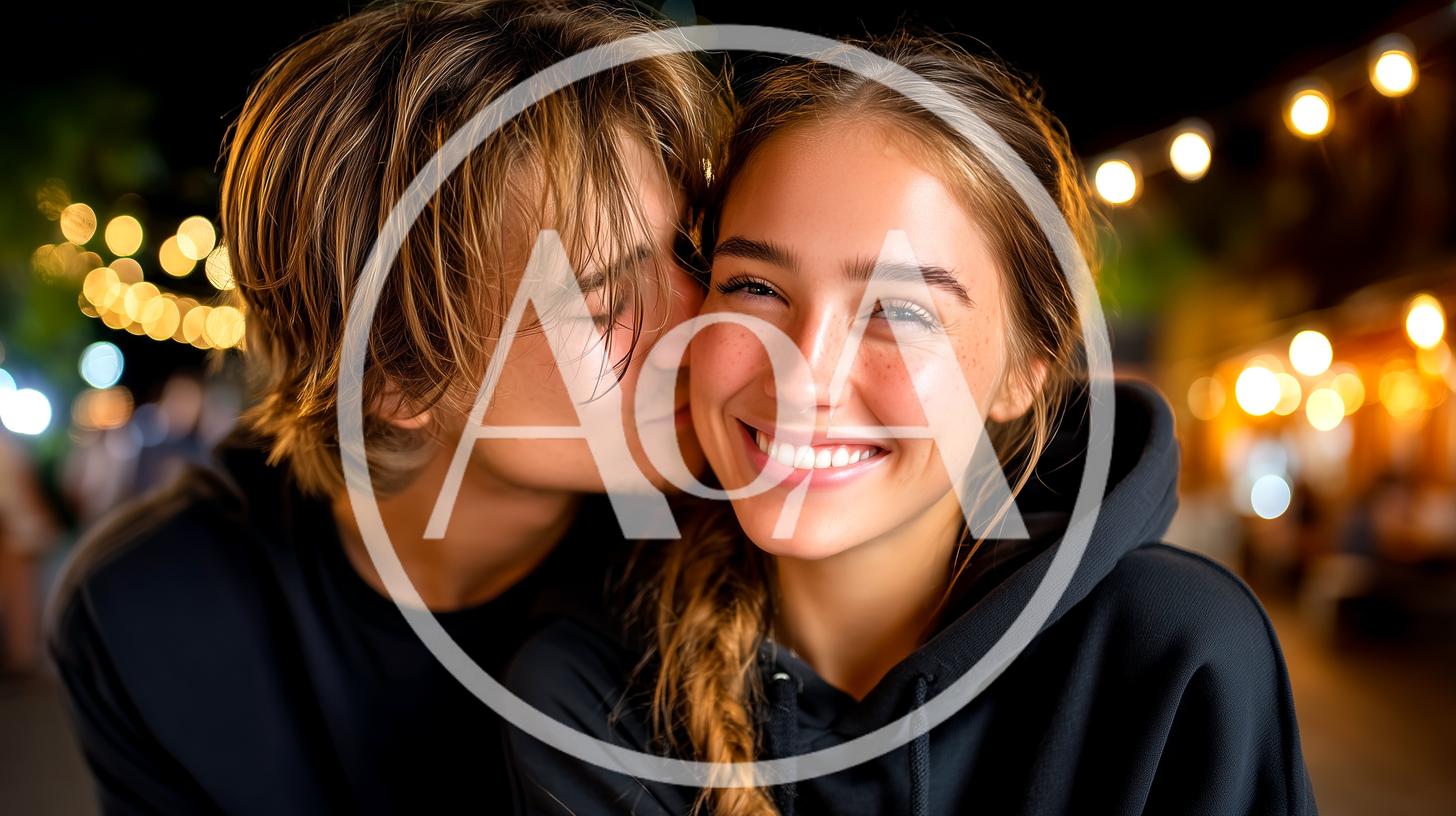 Young Couple Sharing A Romantic Moment At Night