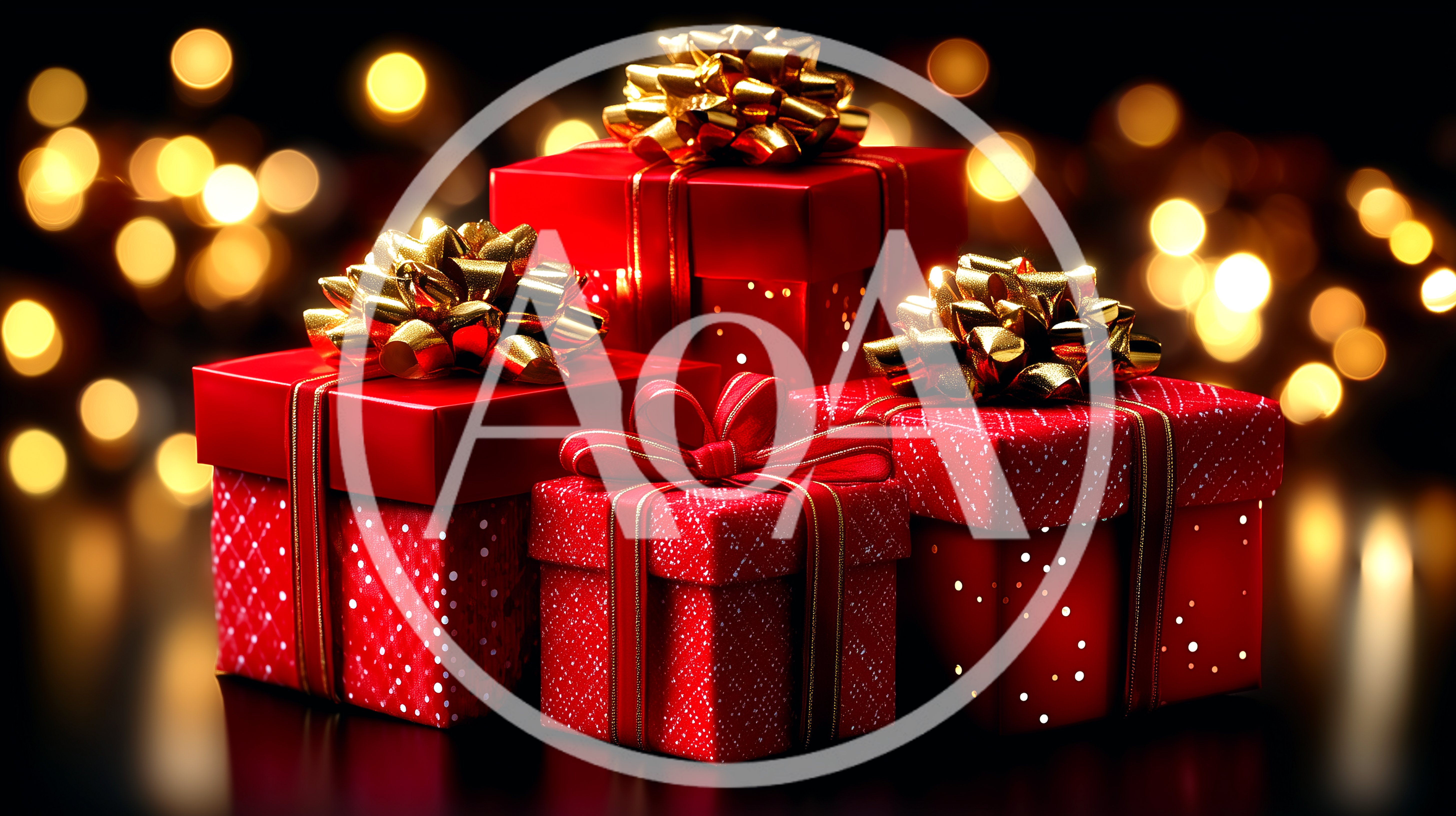 Red Christmas Gift Boxes With Golden Bows