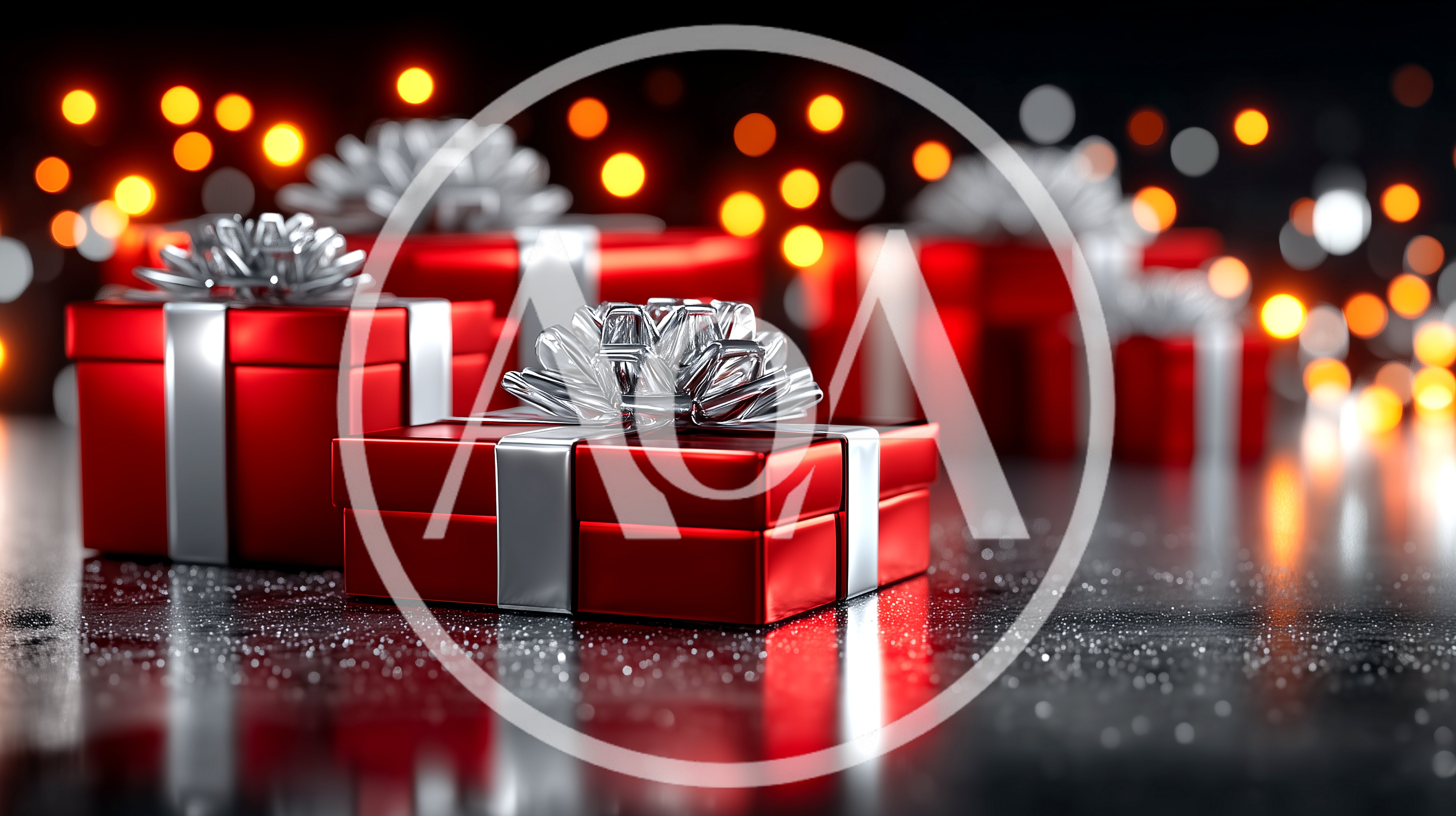 Red Christmas Gift Boxes With Silver Ribbons