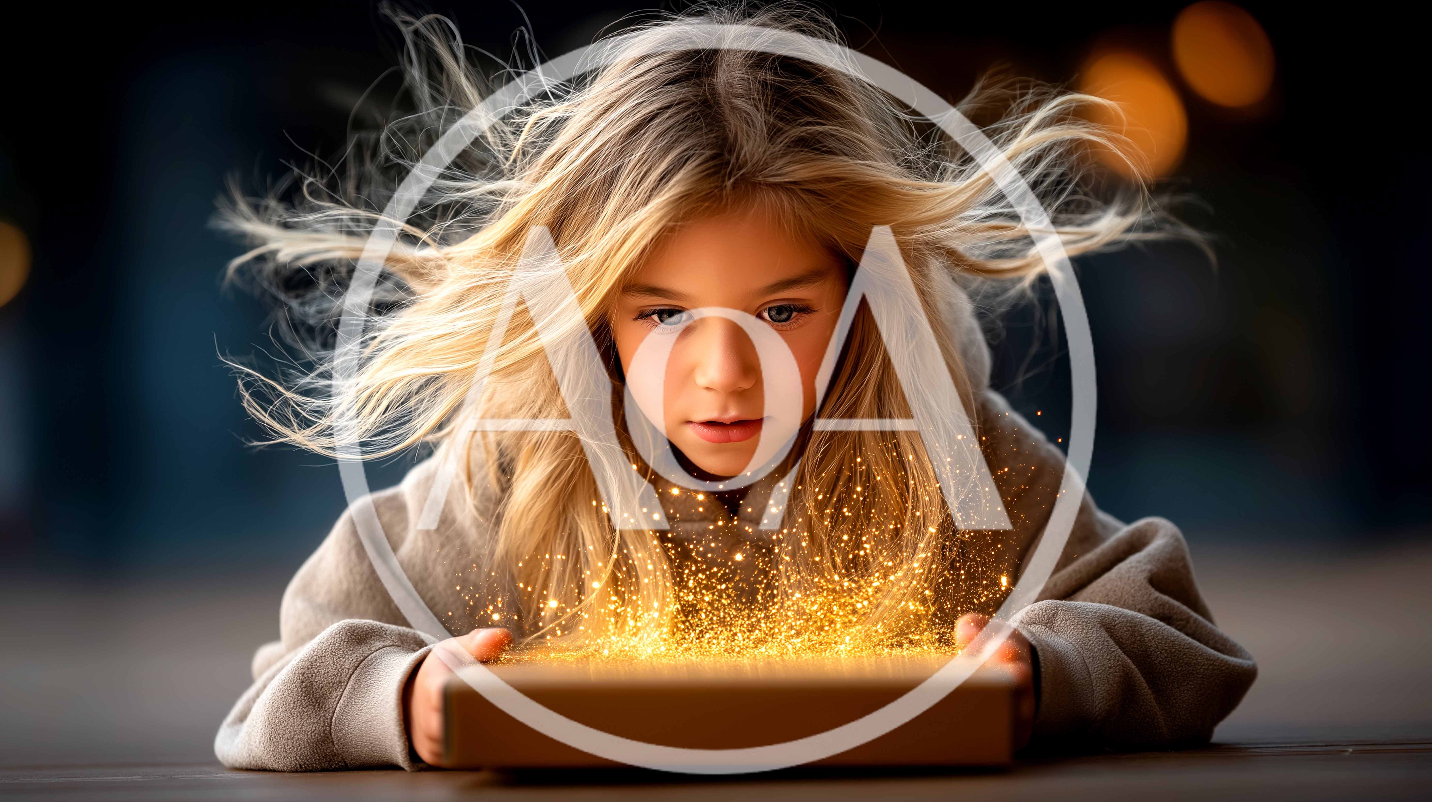Young Girl Opening A Magical Glowing Gift Box