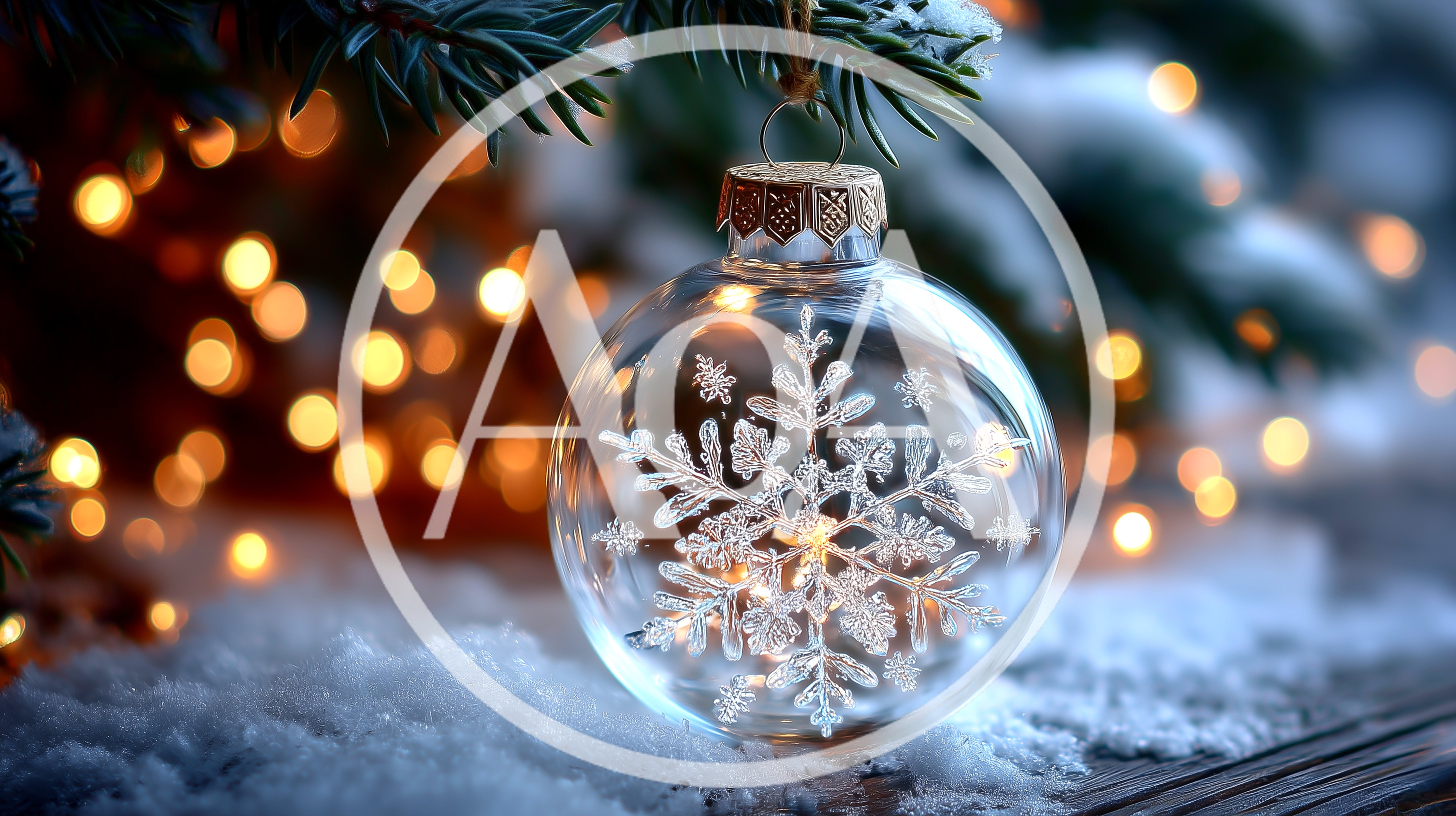 Clear Glass Christmas Ornament With Snowflake Design