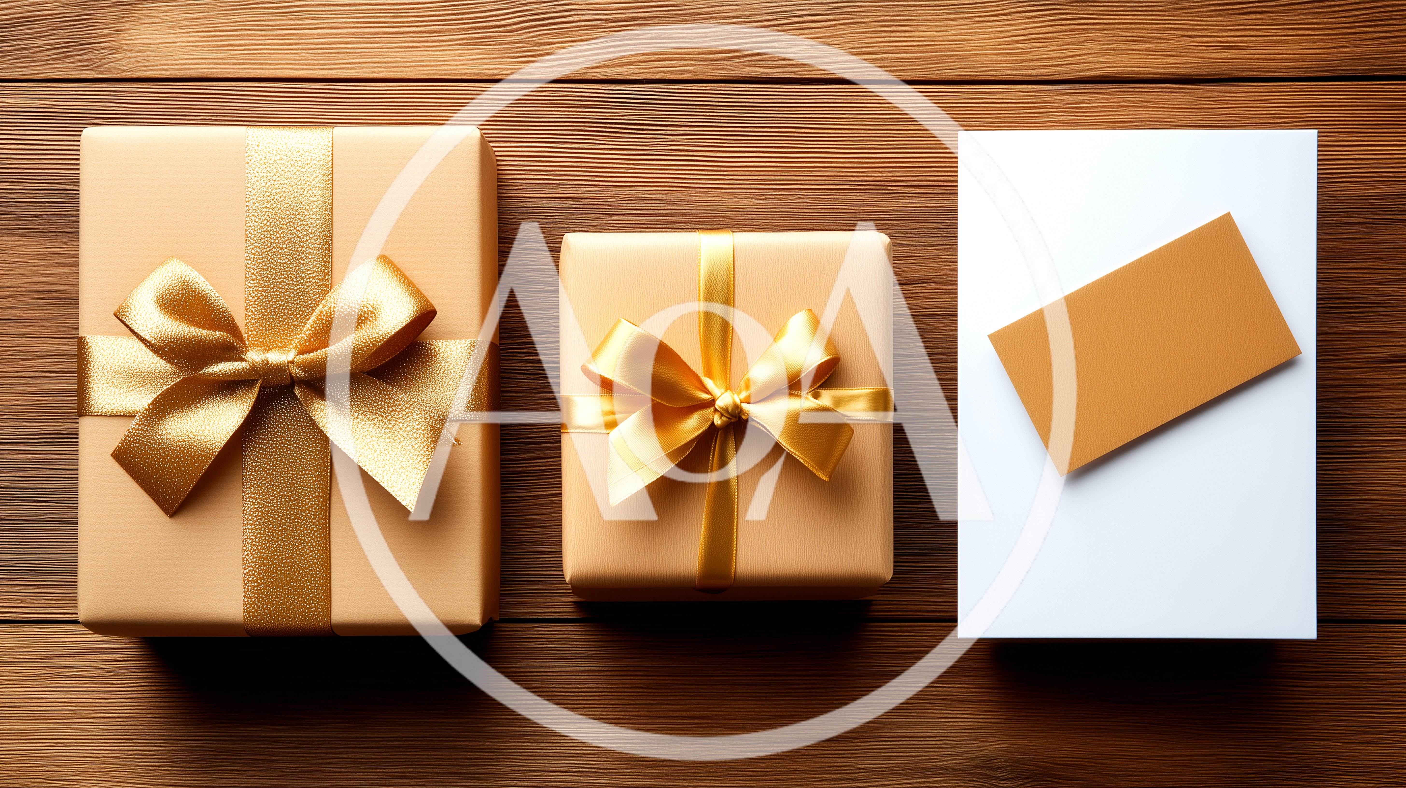 Two Wrapped Gift Boxes And A Blank Card