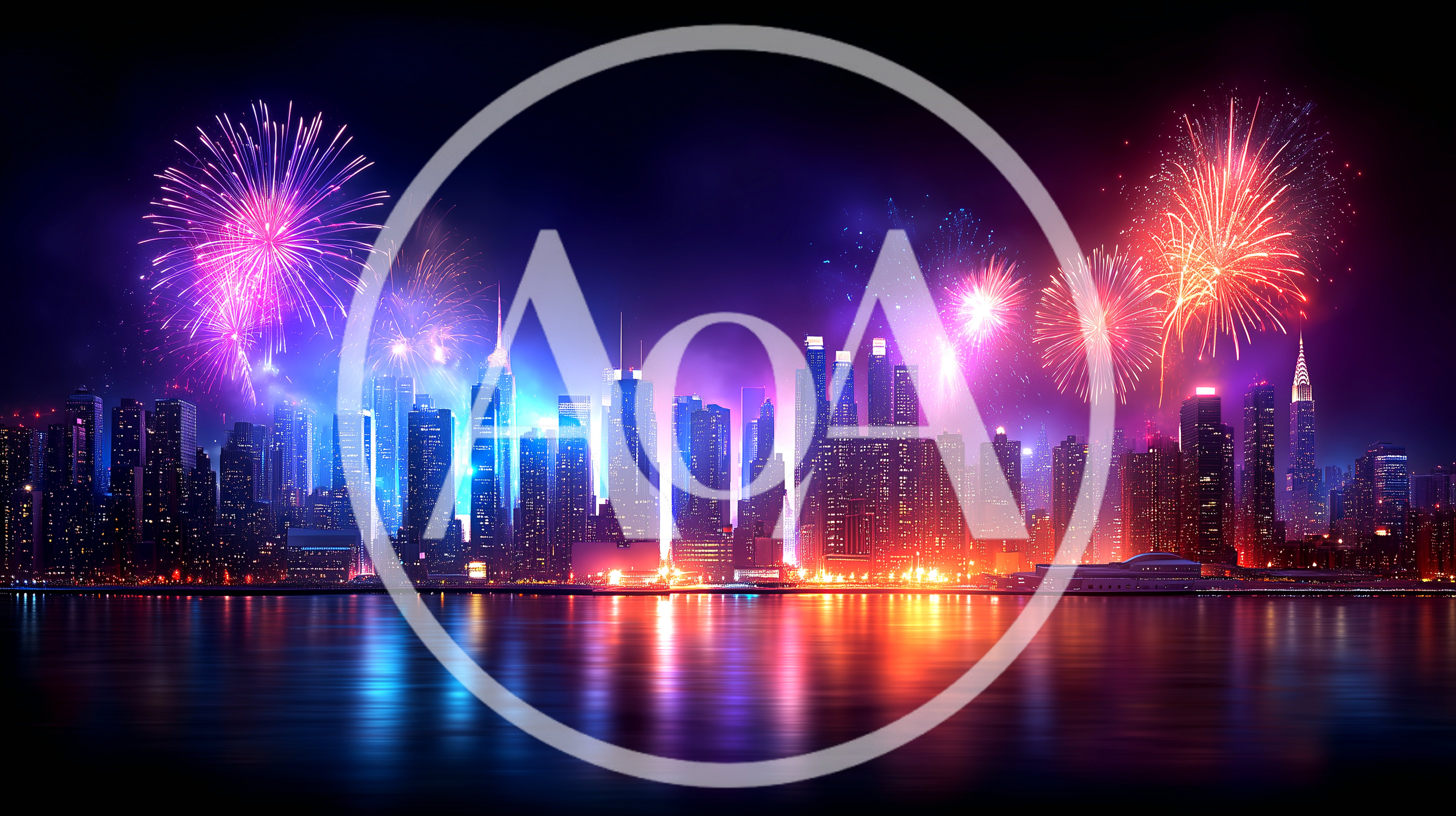 New York City Skyline With Vibrant Fireworks Display