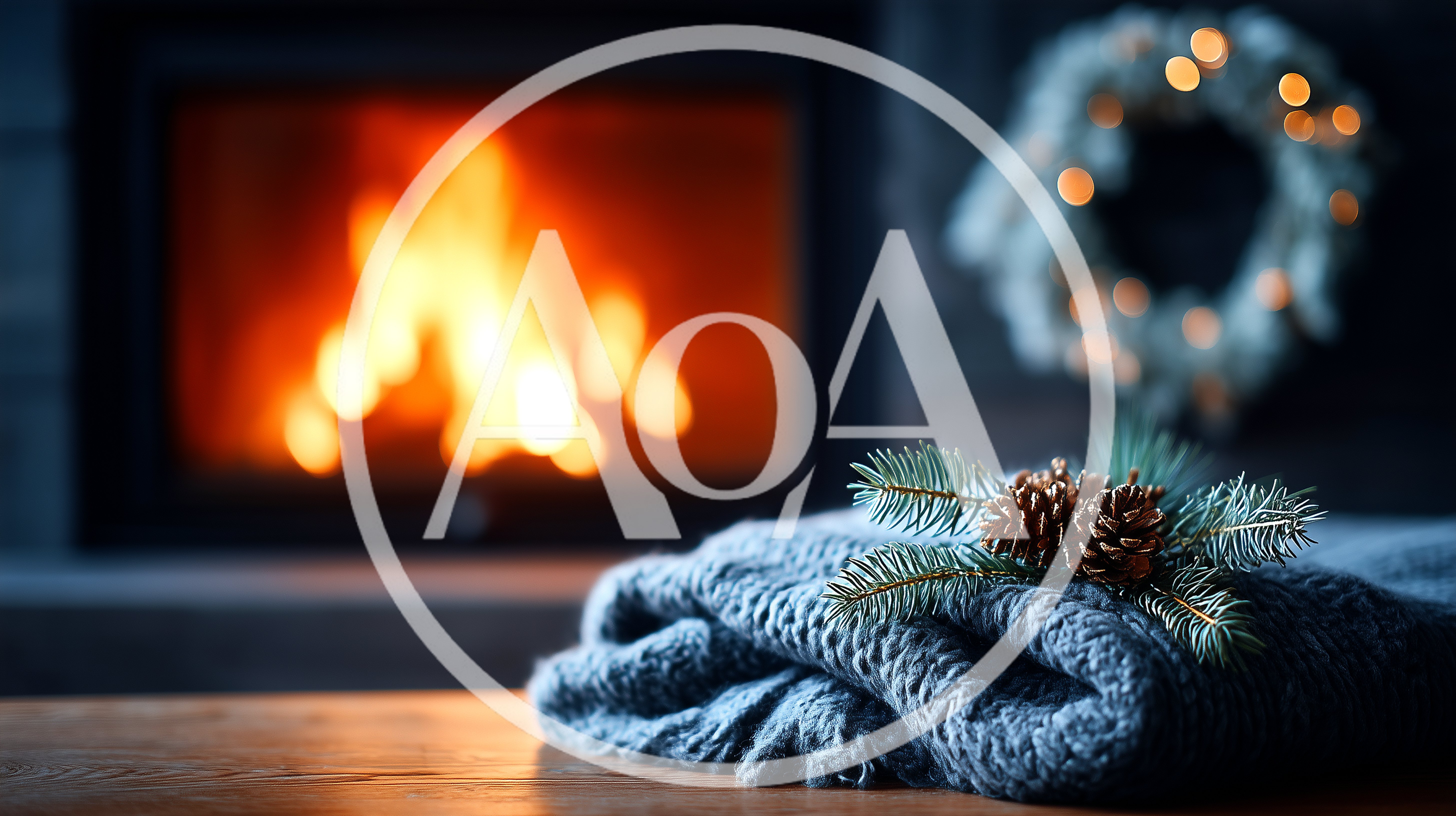 Cozy Winter Scene With Blanket And Pine Cones