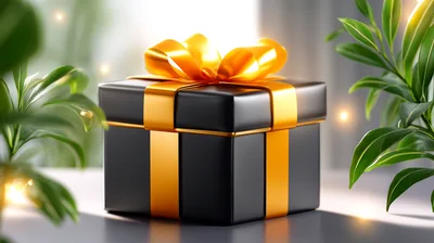 Black Gift Box With Gold Ribbon