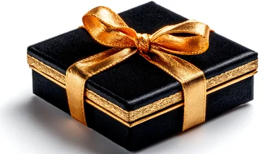Black Gift Box With Gold Ribbon