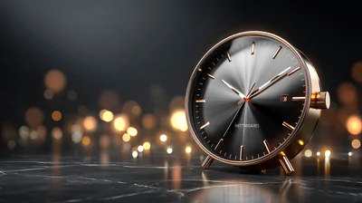 Elegant Rose Gold Desk Clock On Marble Surface