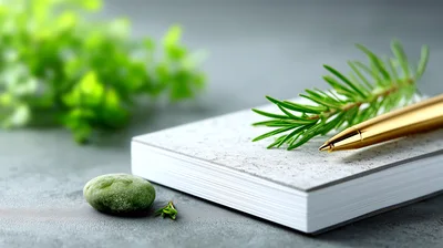 Gold Pen Resting On A Minimalist Stone Notebook