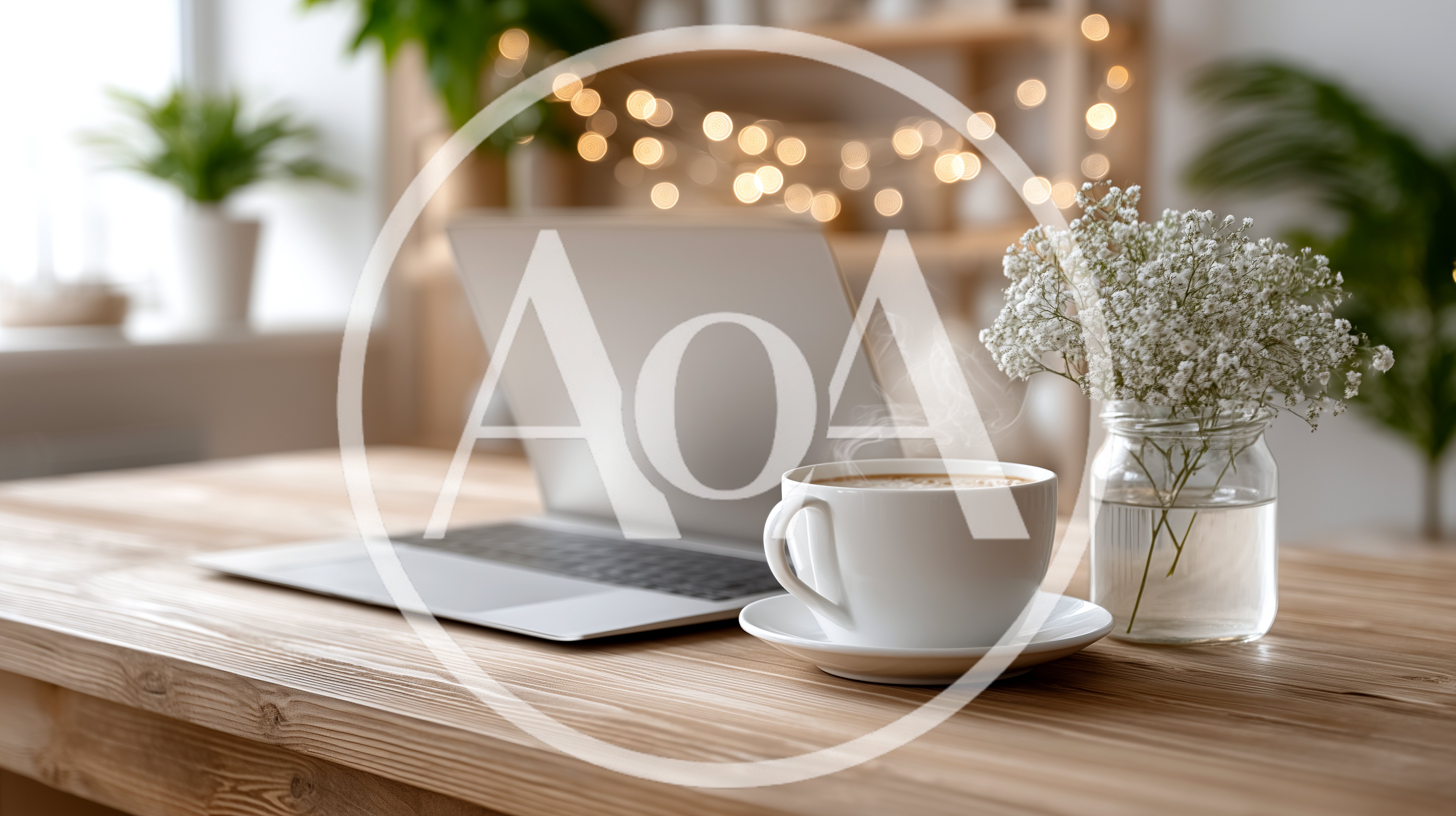 Laptop And Steaming Coffee Cup On Wooden Desk