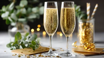 Two Flutes Of Sparkling Champagne For A Celebration