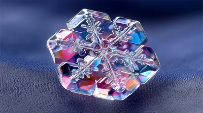Macro Close Up Of A Colorful Iridescent Snowflake