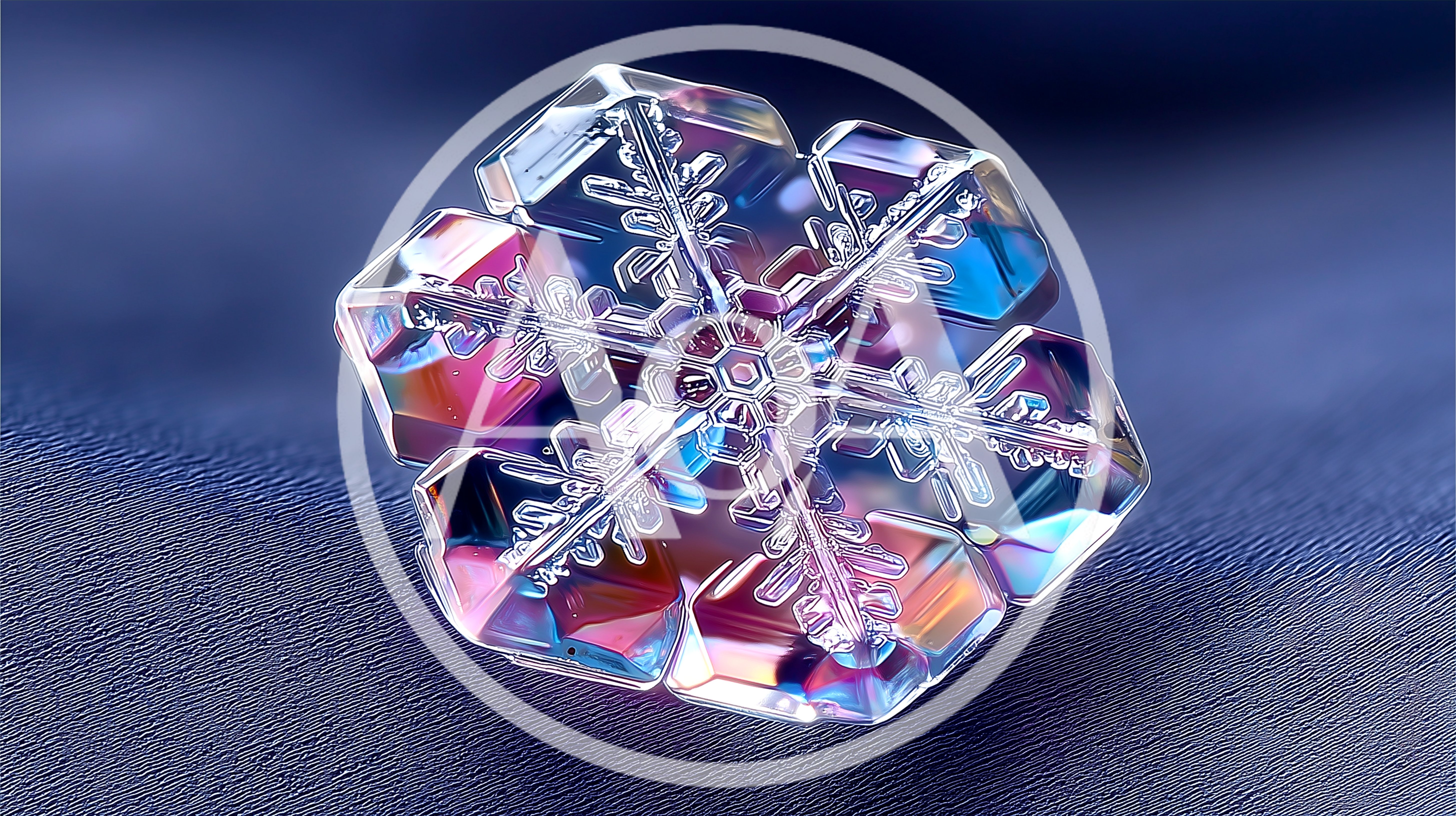 Macro Close Up Of A Colorful Iridescent Snowflake