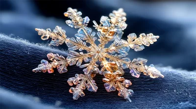 Macro Close Up Of A Single Intricate Snowflake