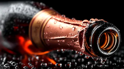 Close Up Of A Chilled Champagne Bottle Neck