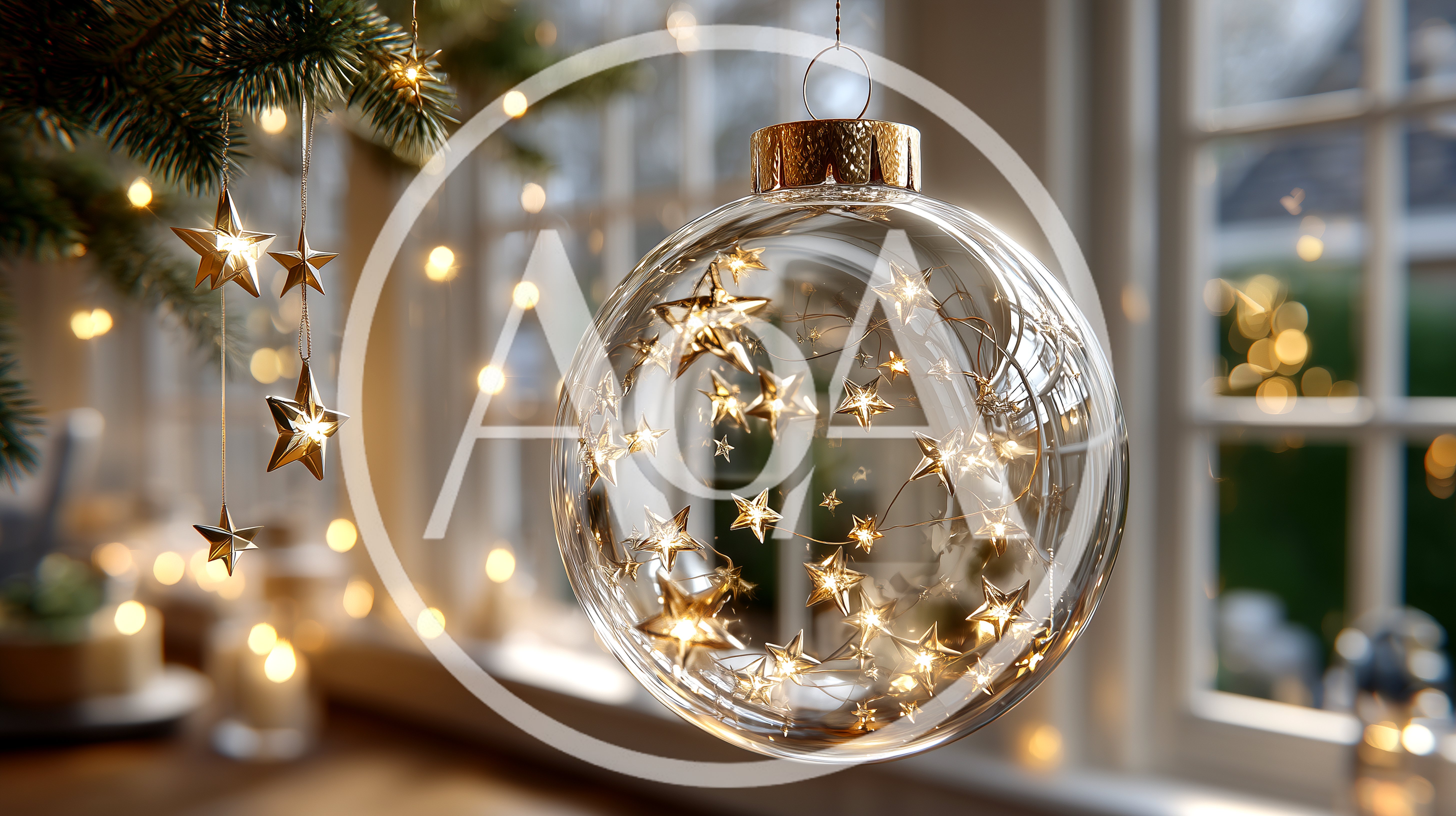 Clear Glass Christmas Ornament With Glowing Star Lights