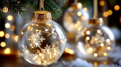 Clear Glass Christmas Ornaments With Fairy Lights